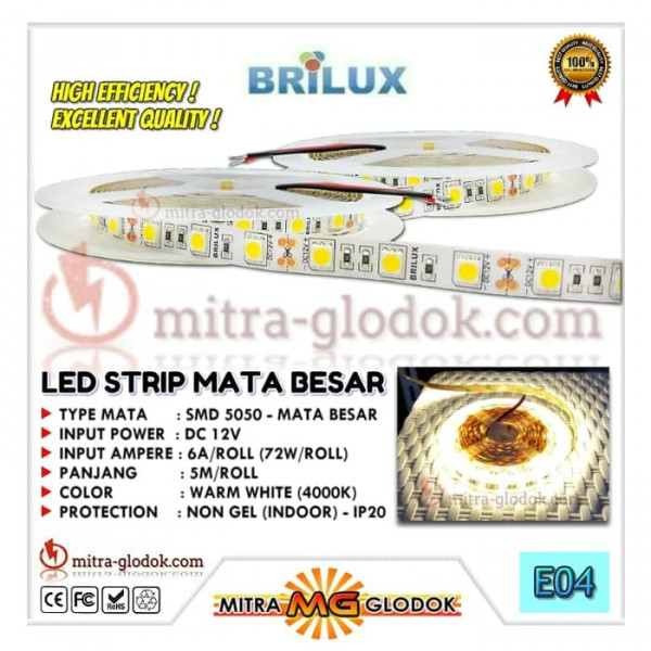 LED Strip Brilux SMD 5050 Mata Besar | IP 20 - Indoor - Warm White